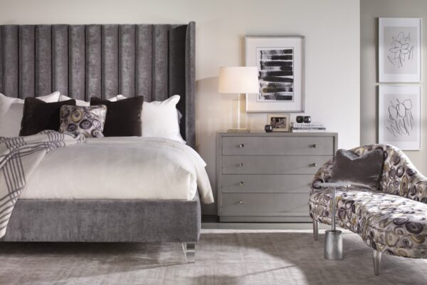 Century Furniture Details Wing Upholstered Bed and Headboard.