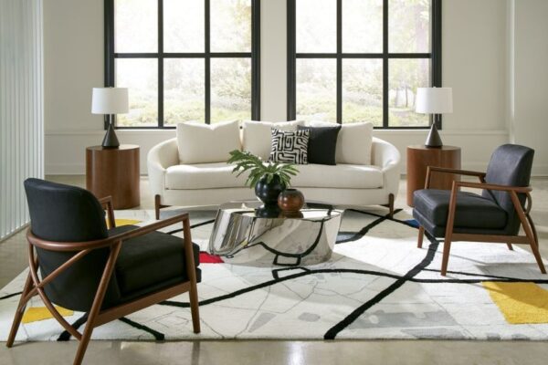 Thayer Coggin Living Room Display Heidi Sofa and Lex Lounge Chairs.