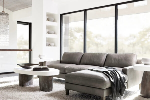 Bernhardt living room Arlo cocktail & side tables with a modern look.