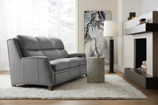 Bradington-Young leather upholstered Costner sofa.